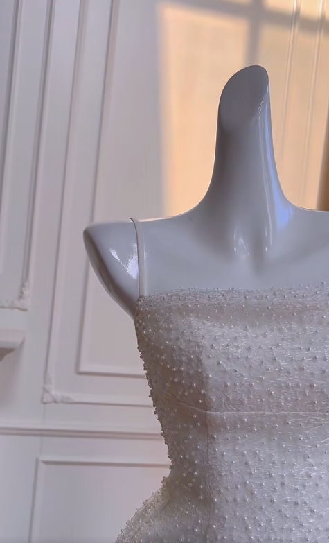 Fairy Mermaid Spaghetti Straps White Satin Tulle Beaded Long Prom Dress, Party Dress, Evening Dress GG2616