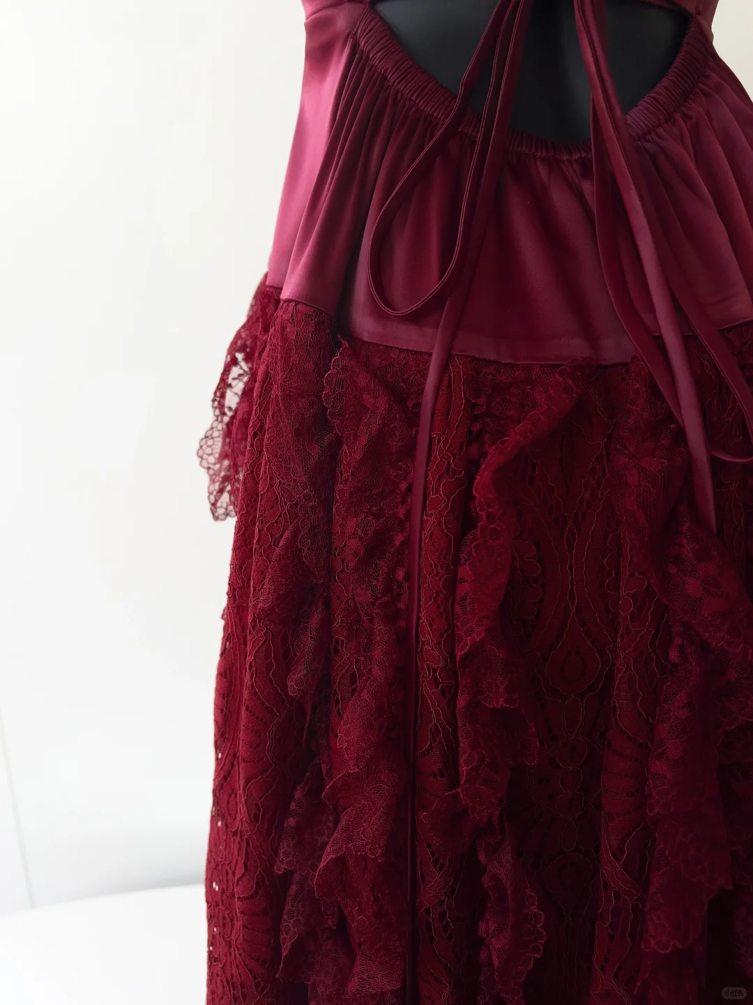 Elegant Mermaid Halter Burgundy Satin Lace Long Prom Dress, Party Dress, Evening Dress GG2619