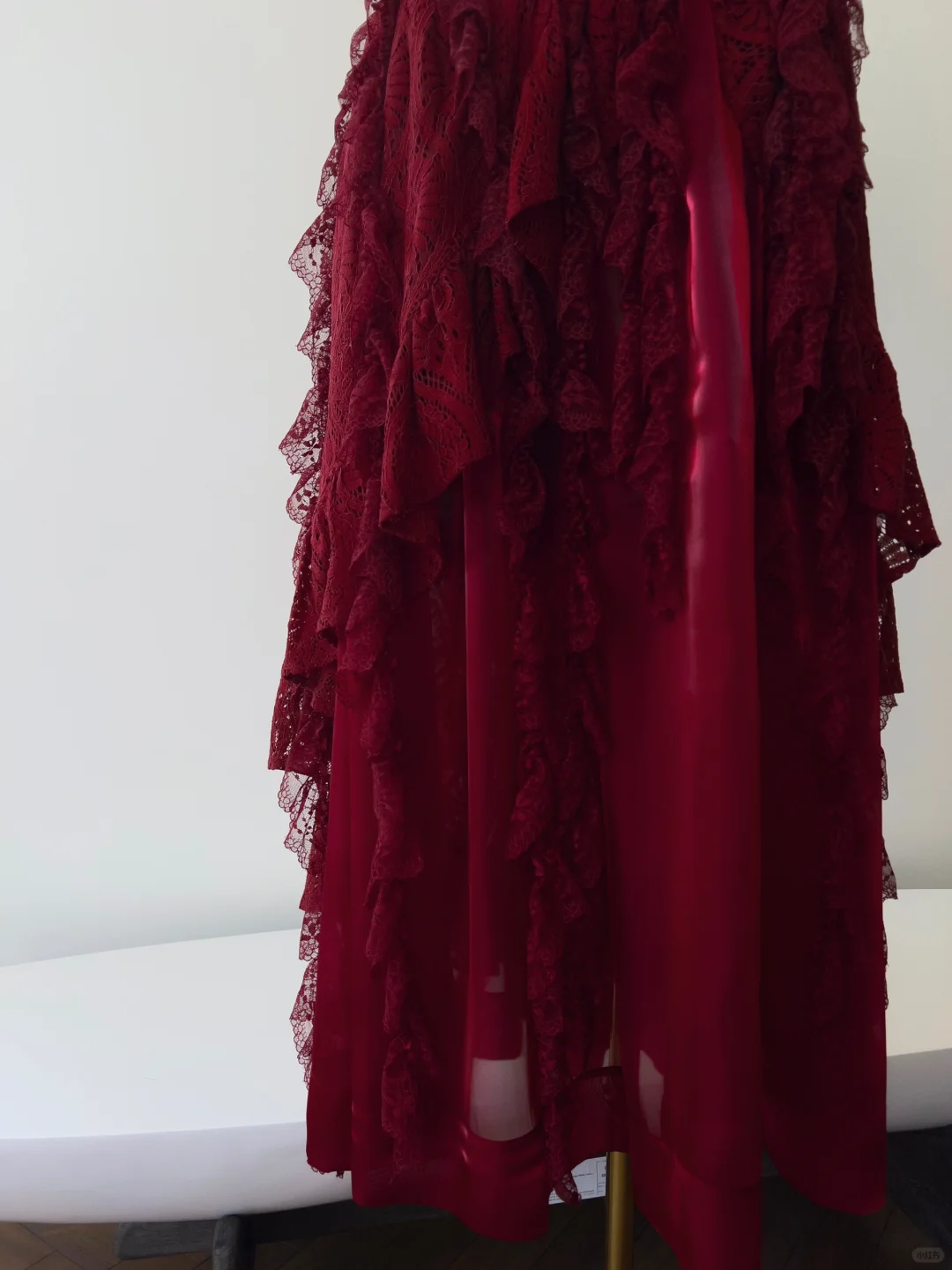 Elegant Mermaid Halter Burgundy Satin Lace Long Prom Dress, Party Dress, Evening Dress GG2619