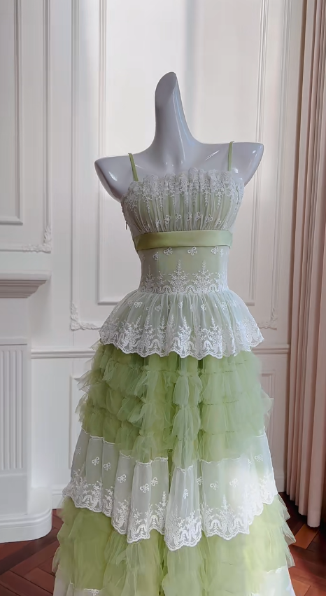 Elegant A Line Spaghetti Straps Tulle Lace Long Prom Dress, Party Dress, Evening Dress GG2620