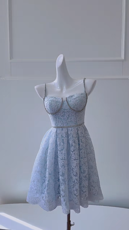 Classy A Line Spaghetti Straps Lace Short Prom Dress,Homecoming Dress,Birthday Dress GG2626