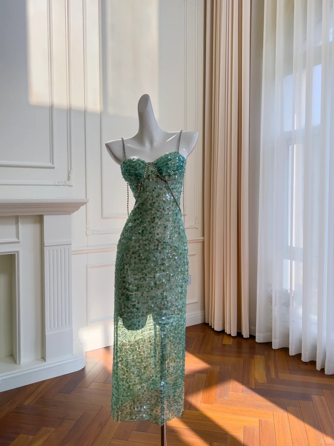 Gorgeous A Line Spaghetti Straps Sequin Long Prom Dress, Party Dress, Evening Dress GG2632