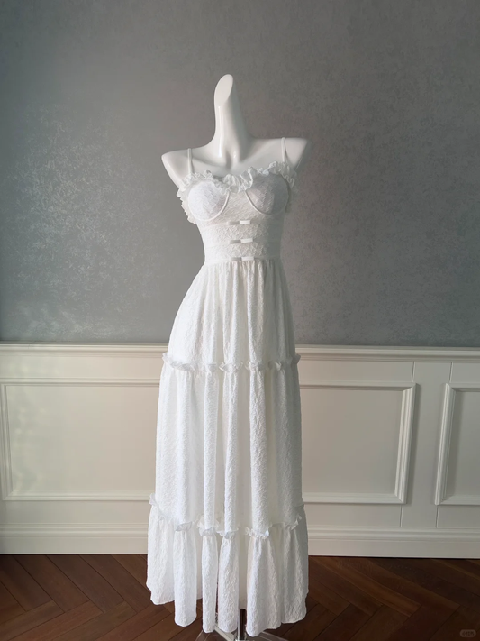 Lovely A Line Spaghetti Straps White Satin Long Prom Dress, Party Dress, Evening Dress GG2633