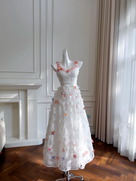 Pretty A Line White Lace Applique Long Prom Dress, Party Dress, Evening Dress GG2655