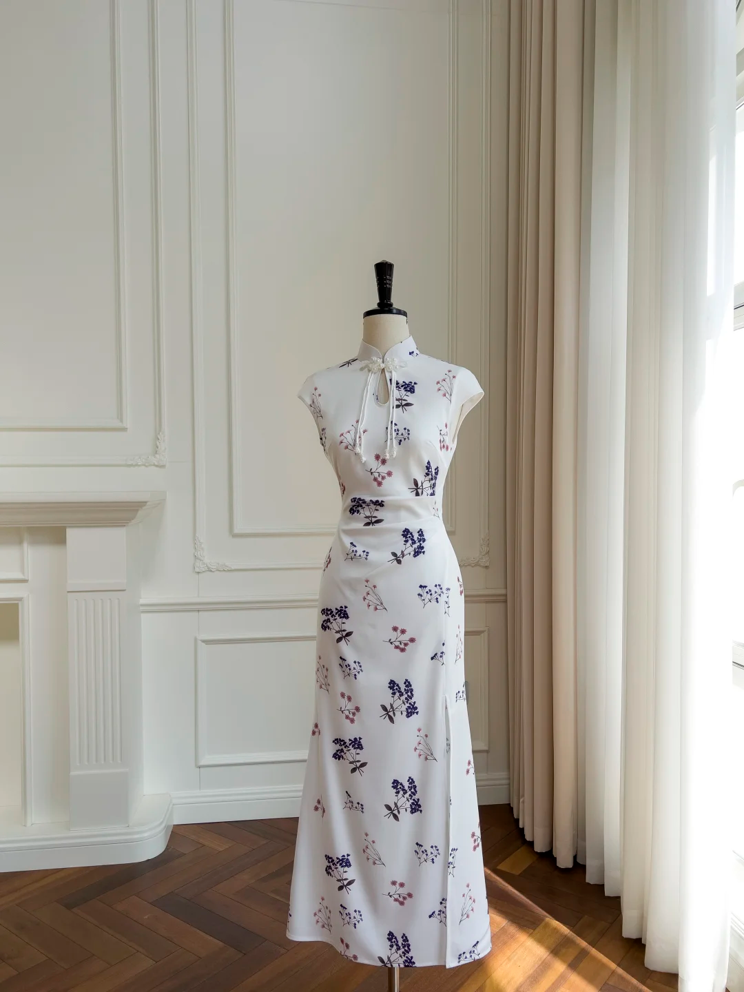 Stunning Mermaid Mandarin Collar Satin Printing Long Prom Dress, Party Dress, Evening Dress GG2660