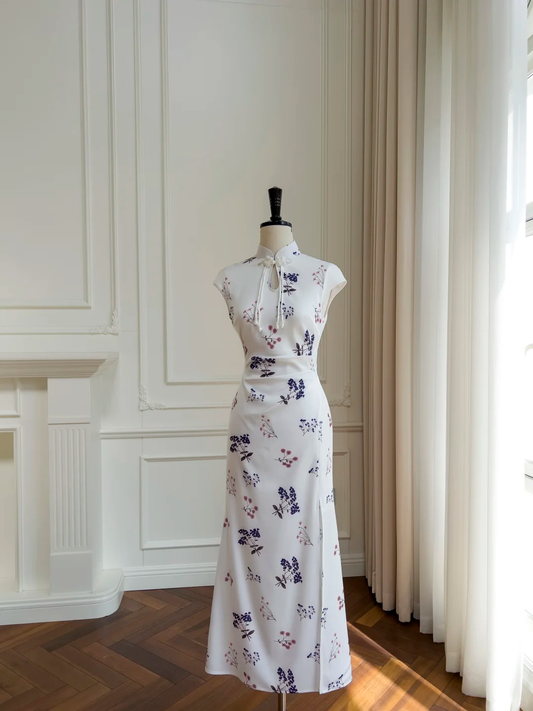 Stunning Mermaid Mandarin Collar Satin Printing Long Prom Dress, Party Dress, Evening Dress GG2660