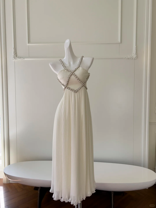 Pretty A Line Spaghetti Straps Chiffon Beaded Long Prom Dress, Party Dress, Evening Dress GG2665