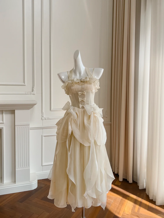 Stunning A Line Spaghetti Straps Chiffon Bow Long Prom Dress, Party Dress, Evening Dress GG2667