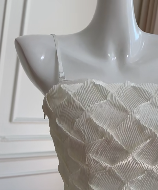 Unique Mermaid Spaghetti Straps White Satin Stone Short Prom Dress,Homecoming Dress,Birthday Dress GG2678