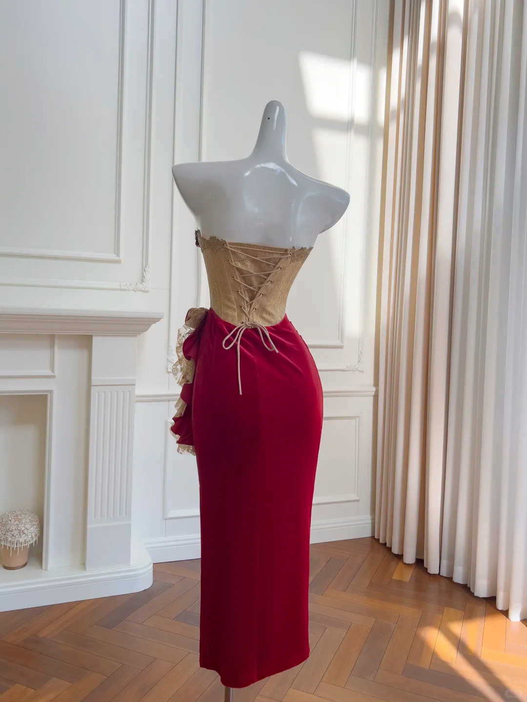 Stunning Mermaid Strapless Satin Applique Pleated Long Prom Dress, Party Dress, Evening Dress GG2680