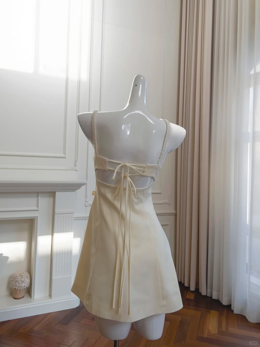 Fairy A Line Spaghetti Straps Satin Flowers Short Prom Dress,Homecoming Dress,Birthday Dress GG2681