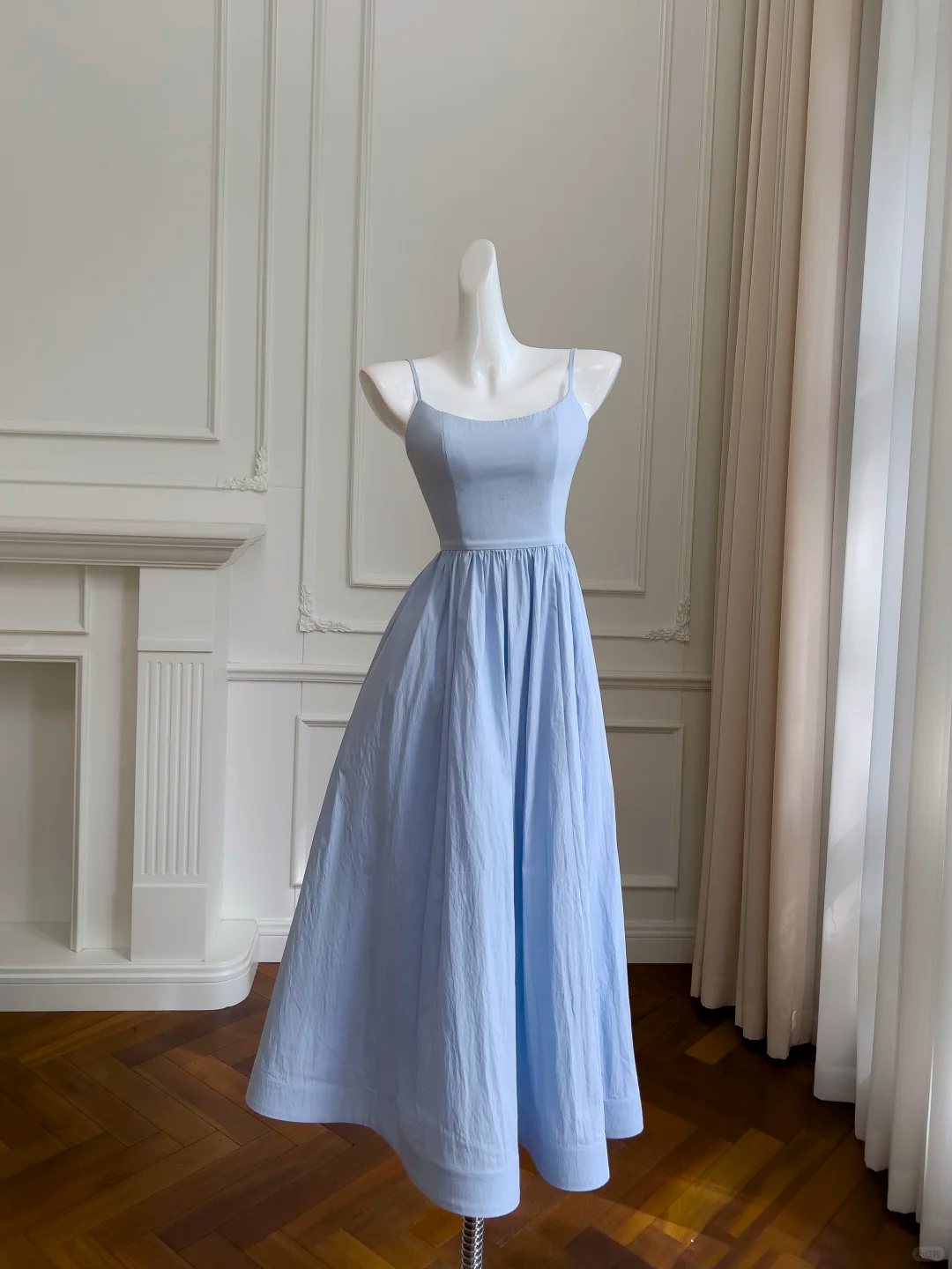 Simple A Line Spaghetti Straps Blue Satin Long Prom Dress, Party Dress, Evening Dress GG2685