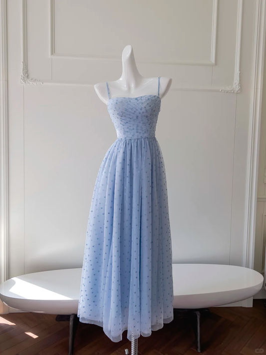 Pretty A Line Spaghetti Straps Satin Tulle Long Prom Dress, Party Dress, Evening Dress GG2690