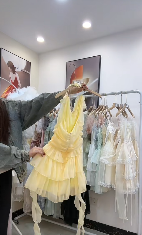 Pretty A Line Spaghetti Straps Pastel Yellow Chiffon Short Prom Dress,Homecoming Dress,Birthday Dress GG2702