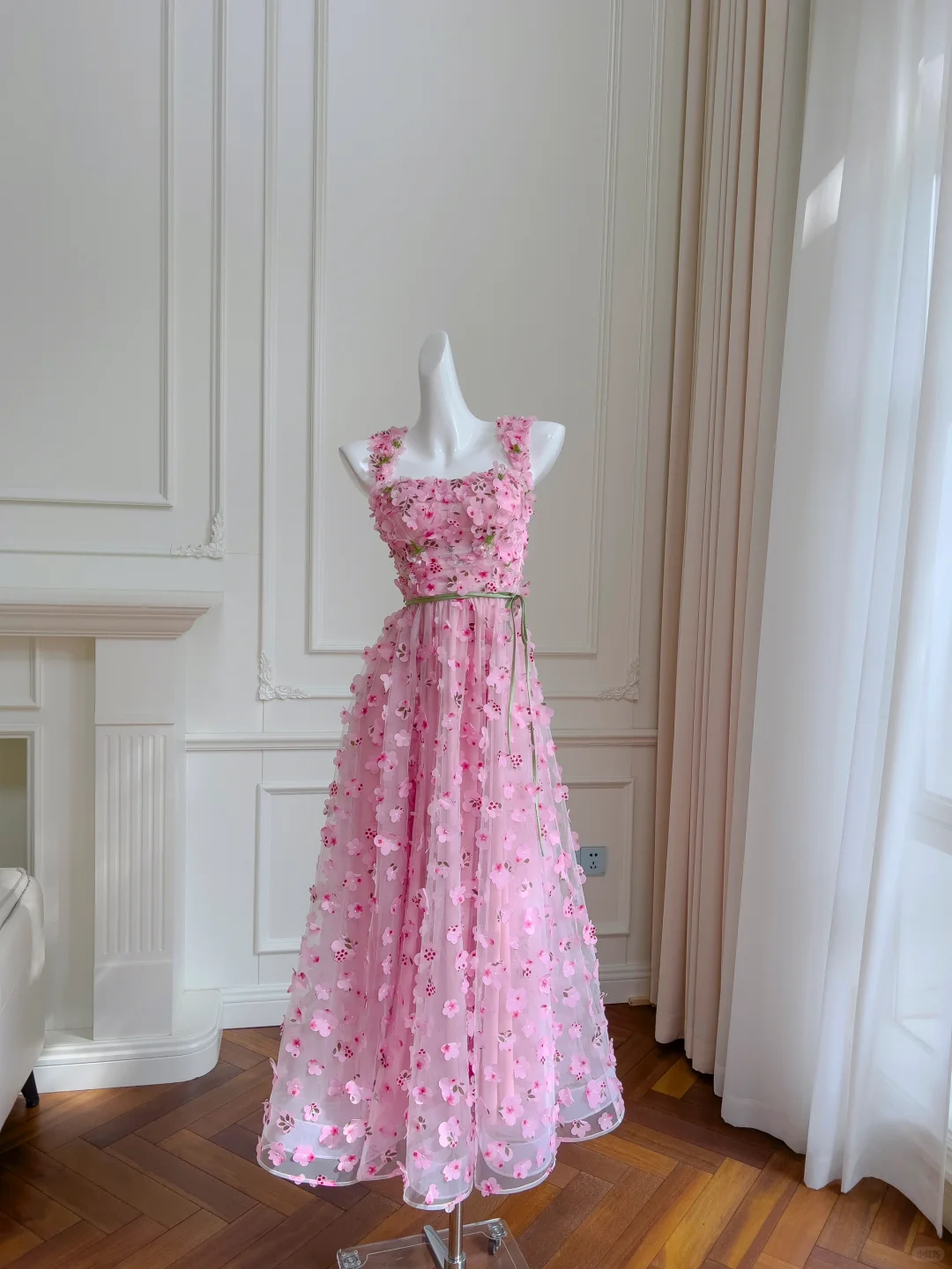 Fairy A Line Square Pink Chiffon Applique Long Prom Dress, Party Dress, Evening Dress GG2718