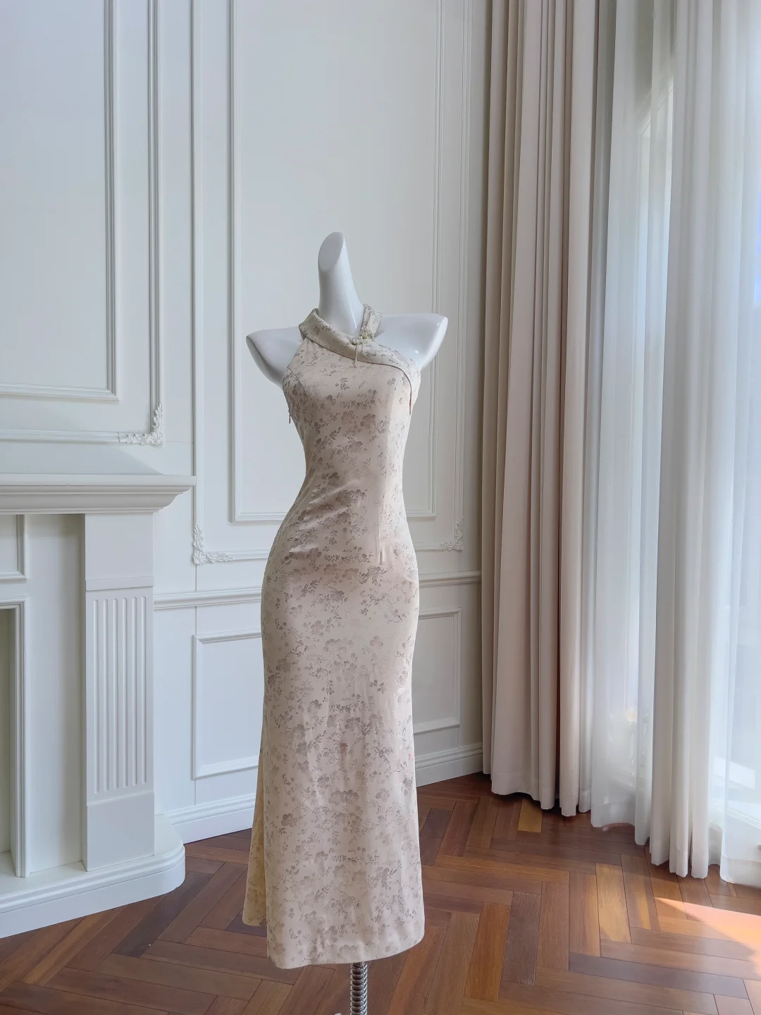 Classy Mermaid Halter Satin Printing Long Prom Dress, Party Dress, Evening Dress GG2722