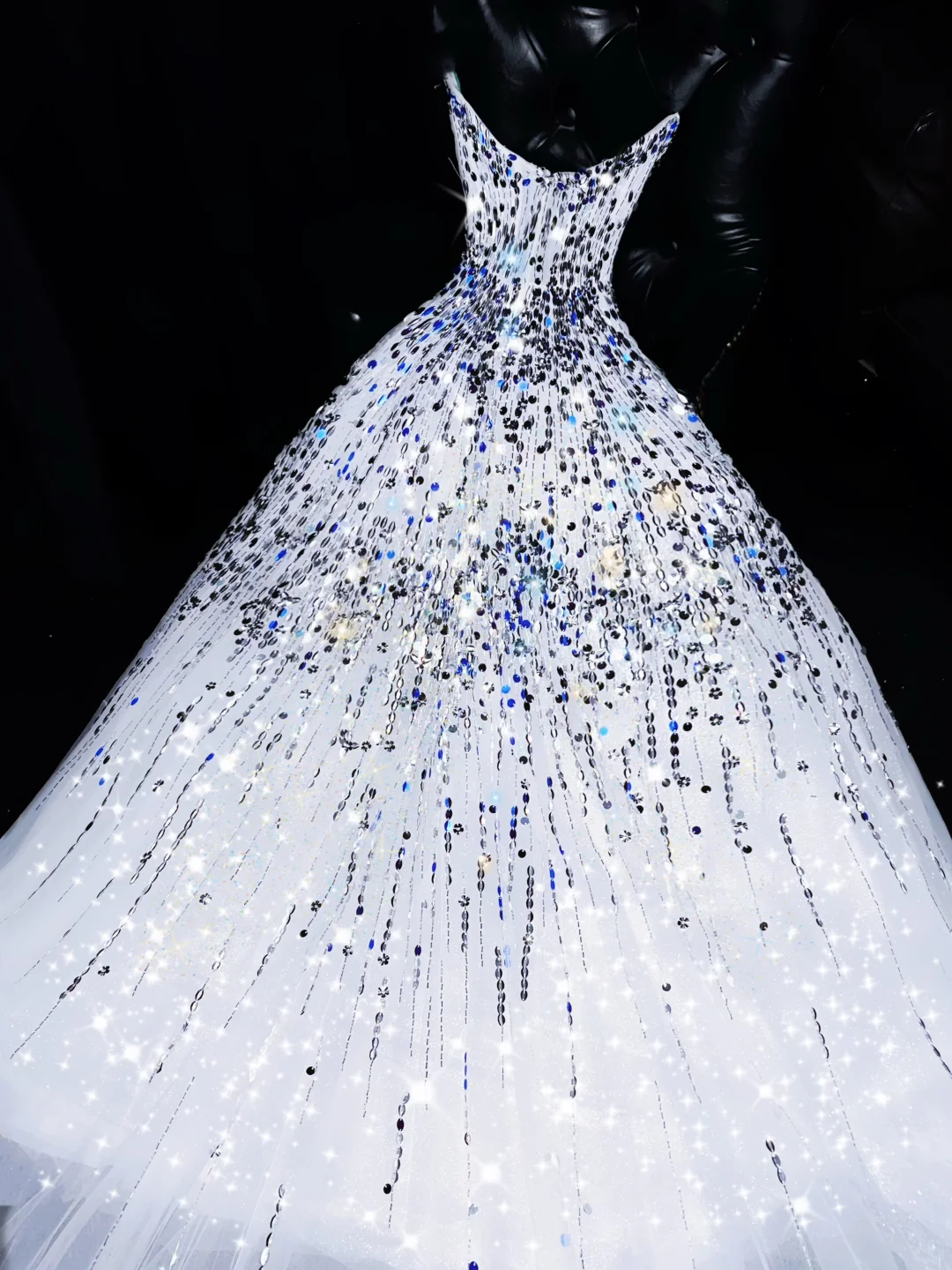 Classy A Line Spaghetti Straps White Tulle Sequin Long Prom Dress, Party Dress, Evening Dress GG2725