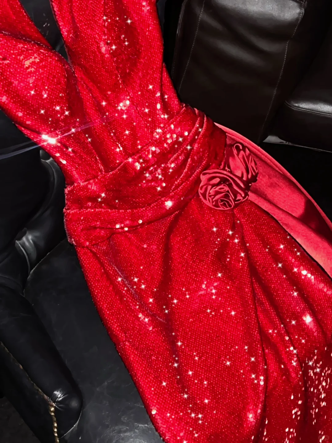 Sexy A Line Halter V Neck Red Satin Sequin Long Prom Dress, Party Dress, Evening Dress GG2726