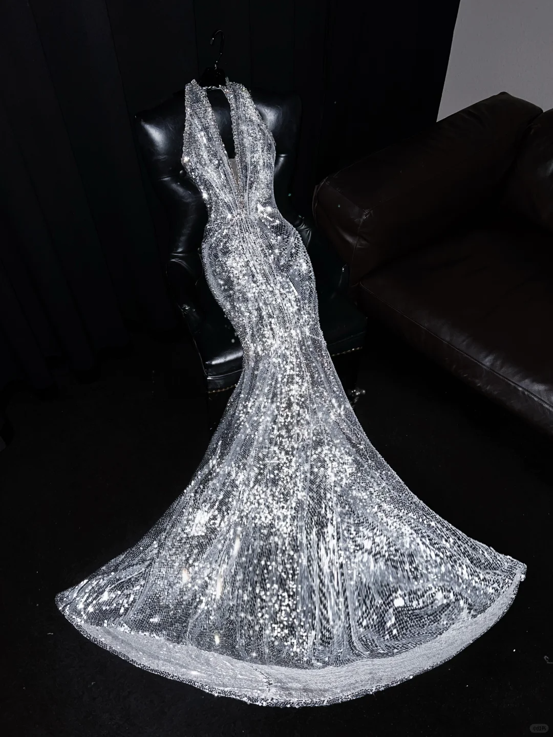 Sparkly Mermaid Halter V Neck Silver Sequin Long Prom Dress, Party Dress, Evening Dress GG2727