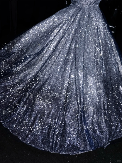 Pretty A Line Spaghetti Straps Satin Sequin Beaded Long Prom Dress, Party Dress, Evening Dress GG2728