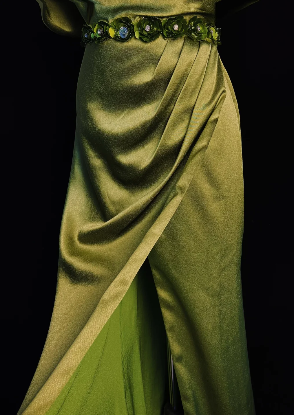 Elegant A Line Strapless Satin Pleated Applique Long Prom Dress, Party Dress, Evening Dress GG2731