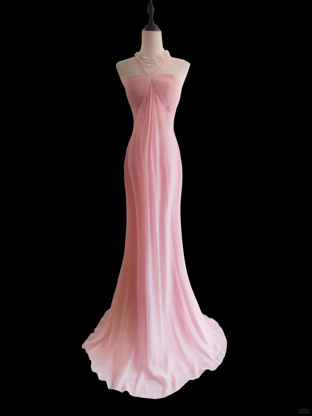 Cute Mermaid Halter Pink Chiffon Long Prom Dress, Party Dress, Evening Dress GG2738
