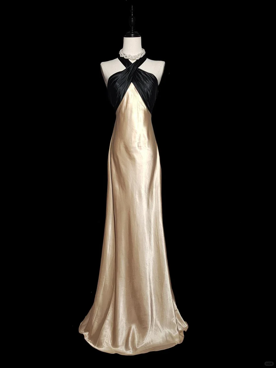 Vintage Mermaid Halter Satin Backless  Long Prom Dress, Party Dress, Evening Dress GG2740