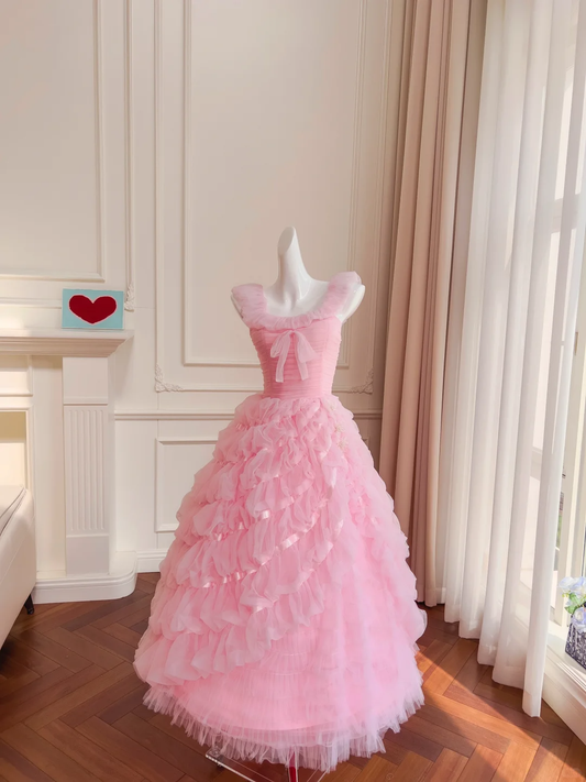 Cute Ball Gown Square Tulle Long Prom Dress, Party Dress, Evening Dress GG2742