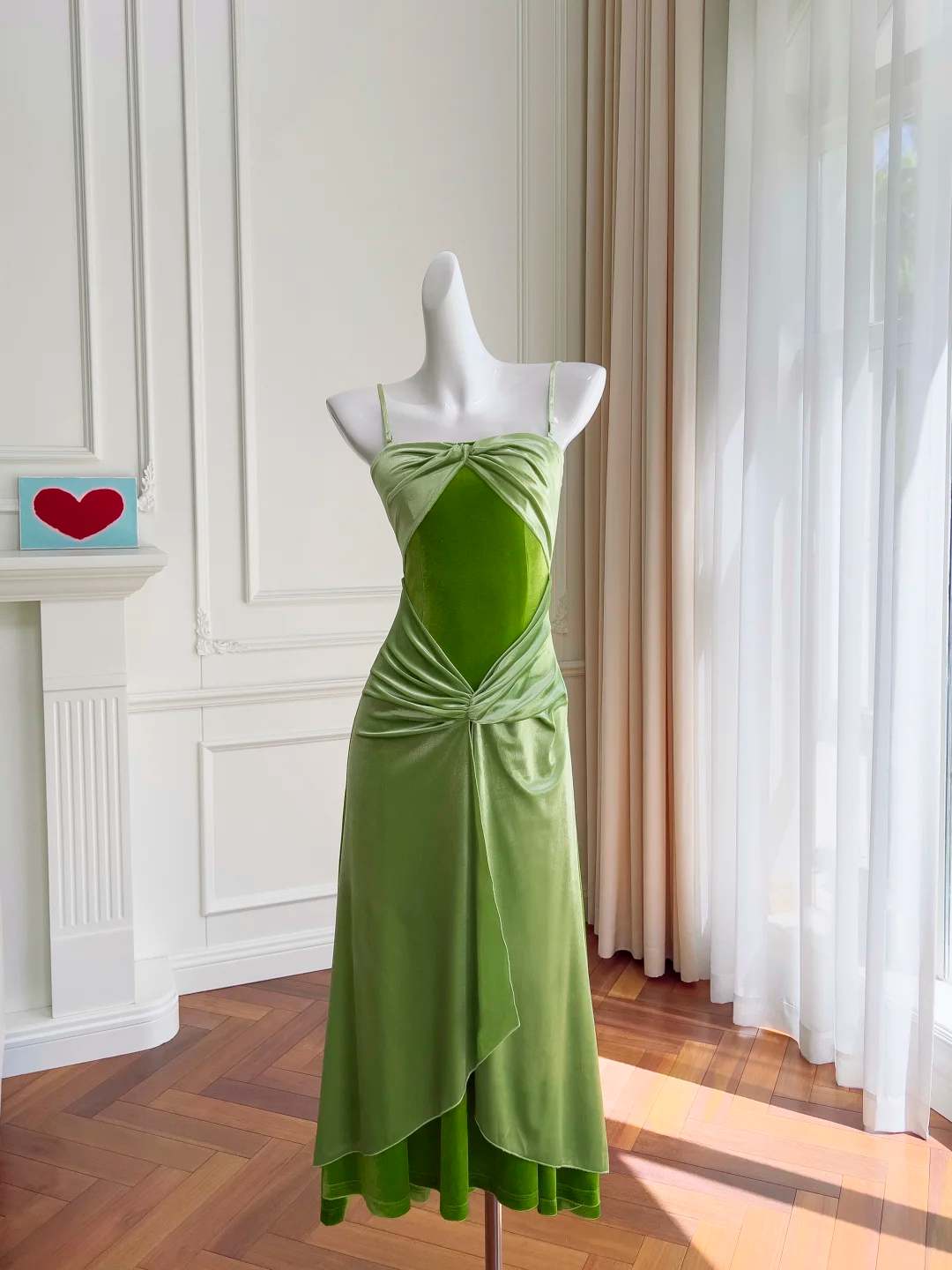 Elegant Mermaid Spaghetti Straps Green Velvet Long Prom Dress, Party Dress, Evening Dress GG2745