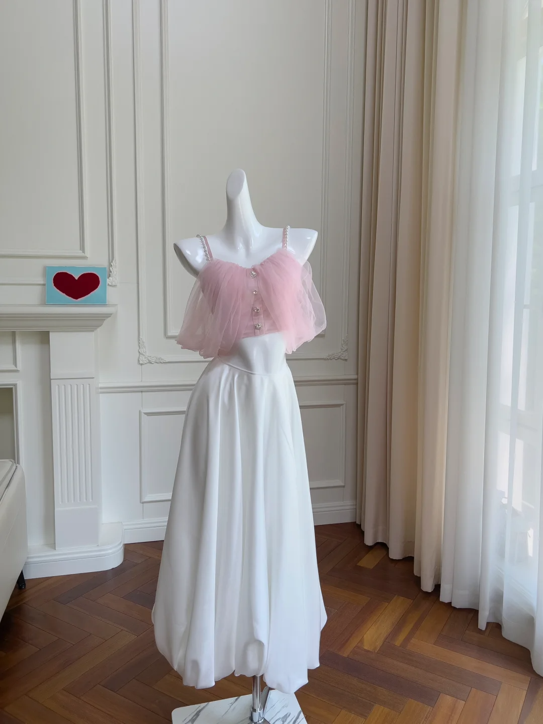 Stunning A Line Spaghetti Sraps Tulle Satin Long Prom Dress, Party Dress, Evening Dress GG2747