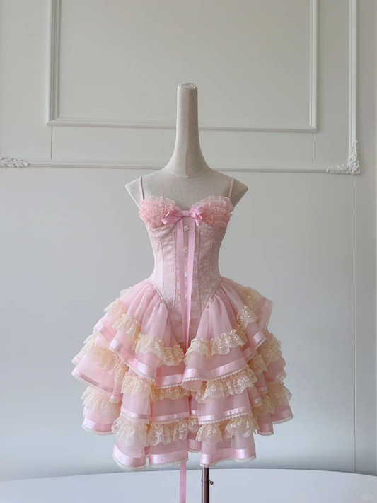 Lovely A Line Spaghetti Straps Pink Satin Lace Short Prom Dress,Homecoming Dress,Birthday Dress GG2751