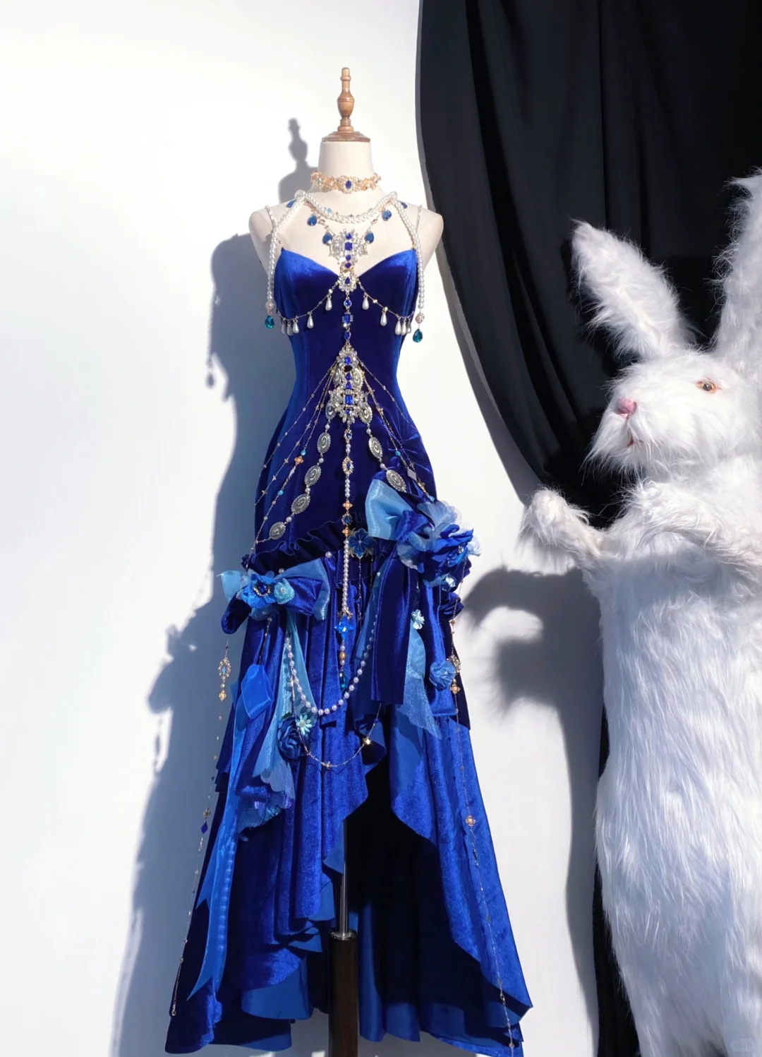 Gorgeous Mermaid Spaghetti Straps Velvet Backless Long Prom Dress, Party Dress, Evening Dress GG2755