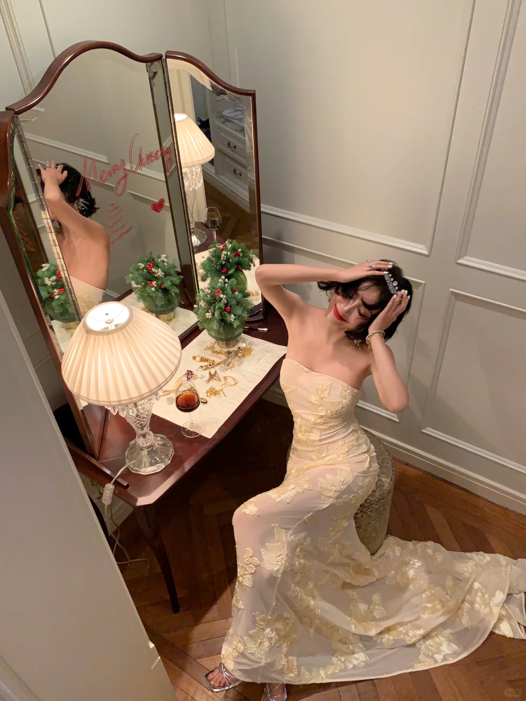 Sexy Mermaid Strapless Satin Tulle Applique Long Prom Dress, Party Dress, Evening Dress GG2756