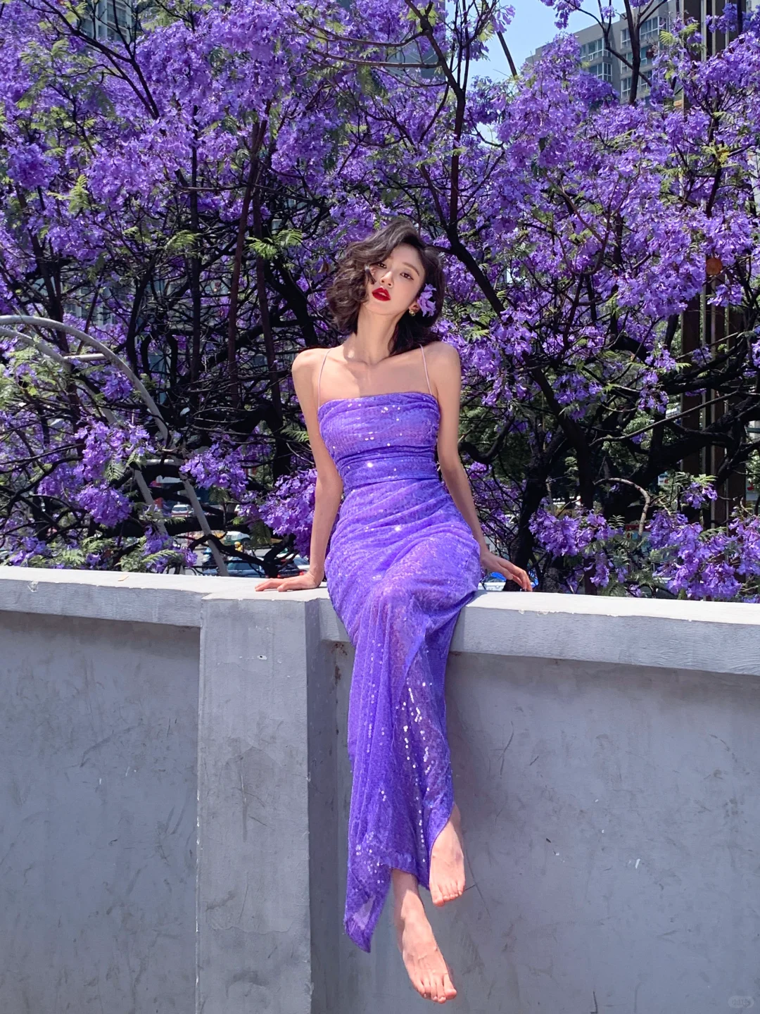 Shiny Mermaid Spaghetti Straps Purple Sequin Long Prom Dress, Party Dress, Evening Dress GG2757