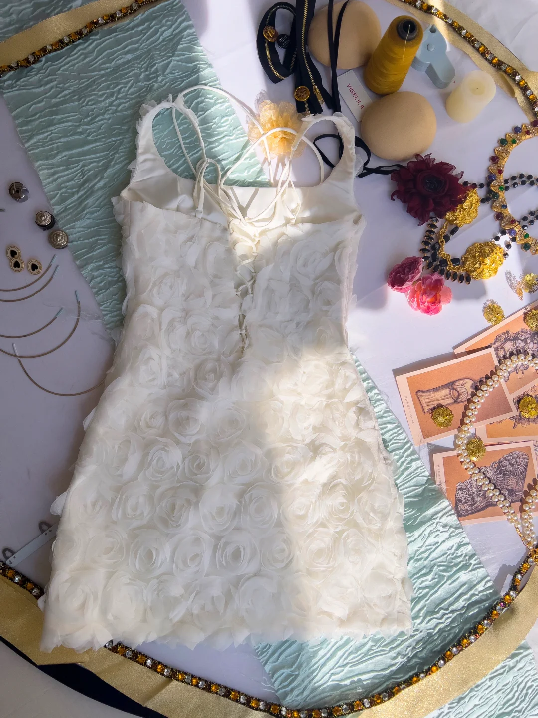 Cute A Line Square White Satin Chiffon Flowers Short Prom Dress,Homecoming Dress,Birthday Dress GG2758