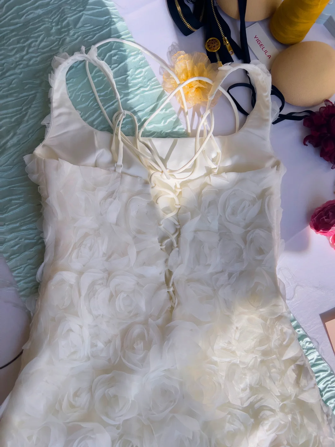 Cute A Line Square White Satin Chiffon Flowers Short Prom Dress,Homecoming Dress,Birthday Dress GG2758