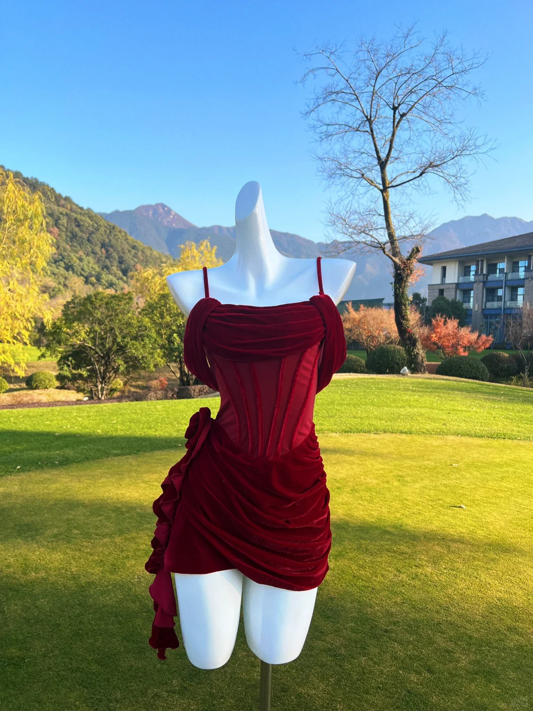 Vintage A Line Spaghetti Straps Burgundy Velvet Short Prom Dress,Homecoming Dress,Birthday Dress GG2765