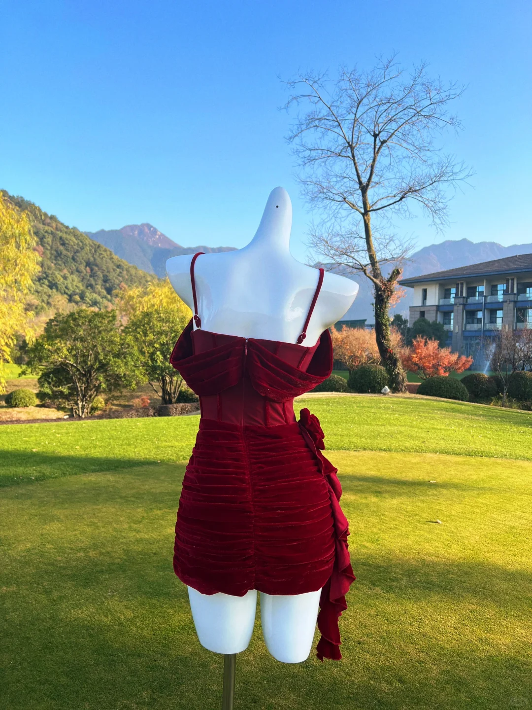 Vintage A Line Spaghetti Straps Burgundy Velvet Short Prom Dress,Homecoming Dress,Birthday Dress GG2765