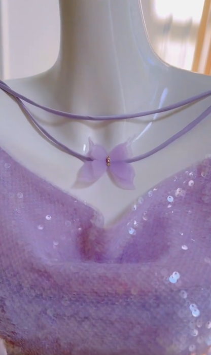 Shiny Mermaid Bateau Neck Lilac Sequin Tulle Long Prom Dress, Party Dress, Evening Dress GG2773