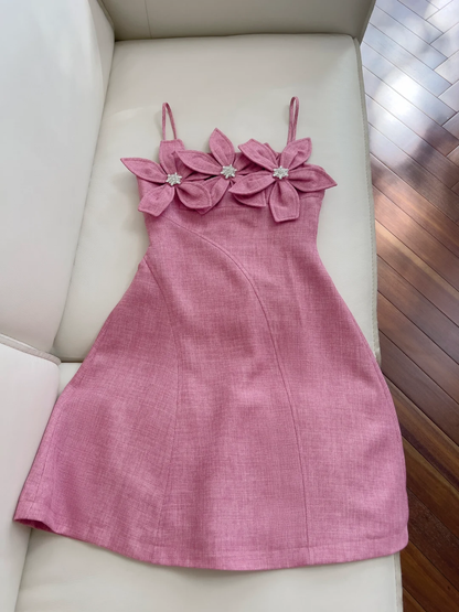 Elegant A Line Spaghetti Straps Satin Flowers Short Prom Dress,Homecoming Dress,Birthday Dress GG2778