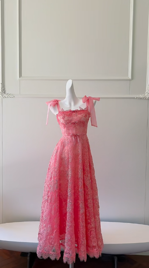 Beautiful A Line Spaghetti Straps Lace Long Prom Dress, Party Dress, Evening Dress GG2779