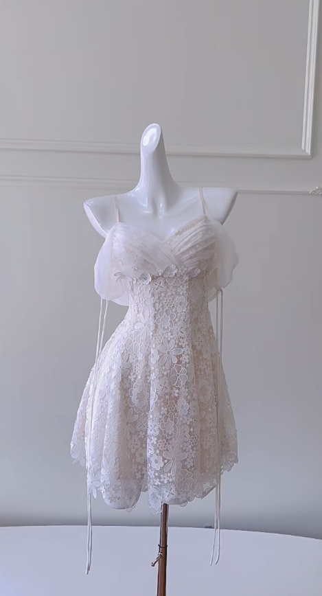 Cute A Line Spaghetti Straps Tulle Lace Short Prom Dress,Homecoming Dress,Birthday Dress GG2782