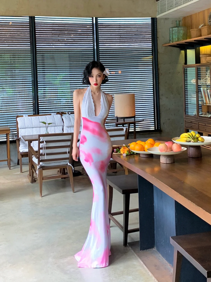 Sexy Mermaid Halter Satin Long Prom Dress, Party Dress, Evening Dress GG2783