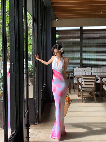 Sexy Mermaid Halter Satin Long Prom Dress, Party Dress, Evening Dress GG2783