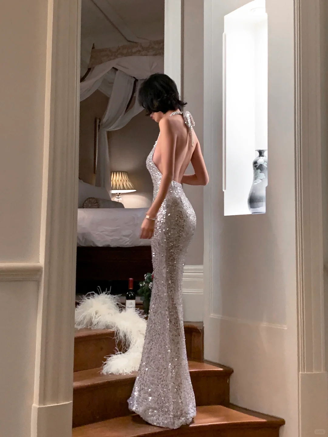 Glitter Mermaid Halter Sequin Long Prom Dress, Party Dress, Evening Dress GG2784