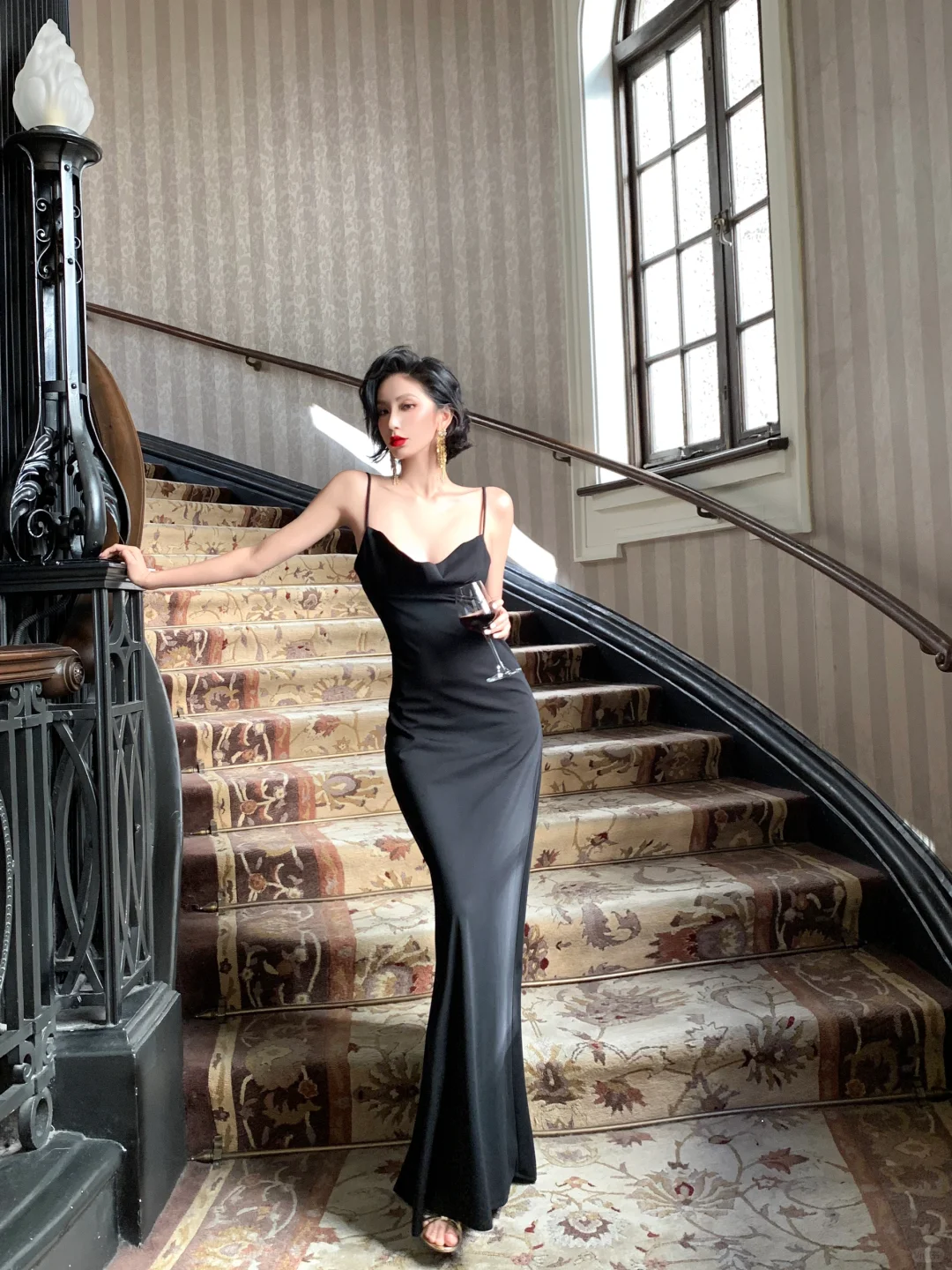 Sexy Mermaid Spaghetti Straps Black Satin Long Prom Dress, Party Dress, Evening Dress GG2785