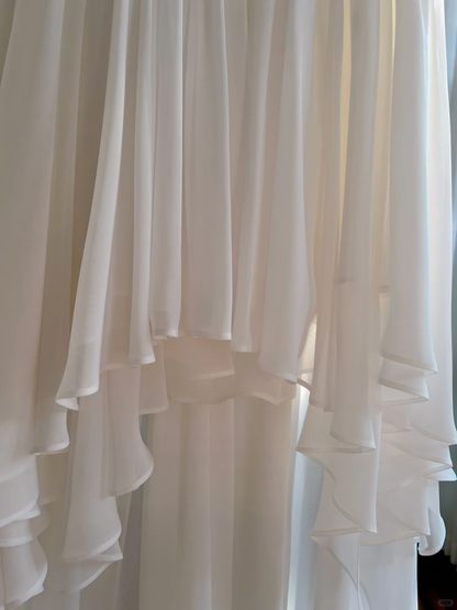 Simple A Line V Neck White Chiffon High-Low Long Prom Dress, Party Dress, Evening Dress GG2788