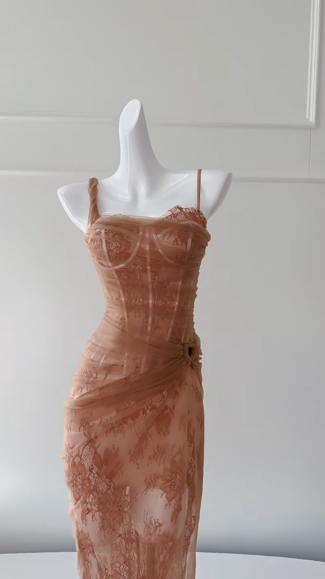 Sexy Mermaid Spaghetti Straps Tulle Lace Long Prom Dress, Party Dress, Evening Dress GG2790