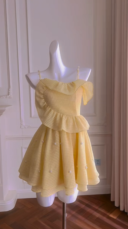 Chic A Line Spaghetti Straps Chiffon Short Prom Dress,Homecoming Dress,Birthday Dress GG2794