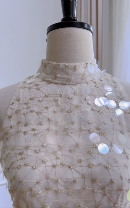 Elegant Mermaid Halter Satin Sequin Long Prom Dress, Party Dress, Evening Dress GG2800